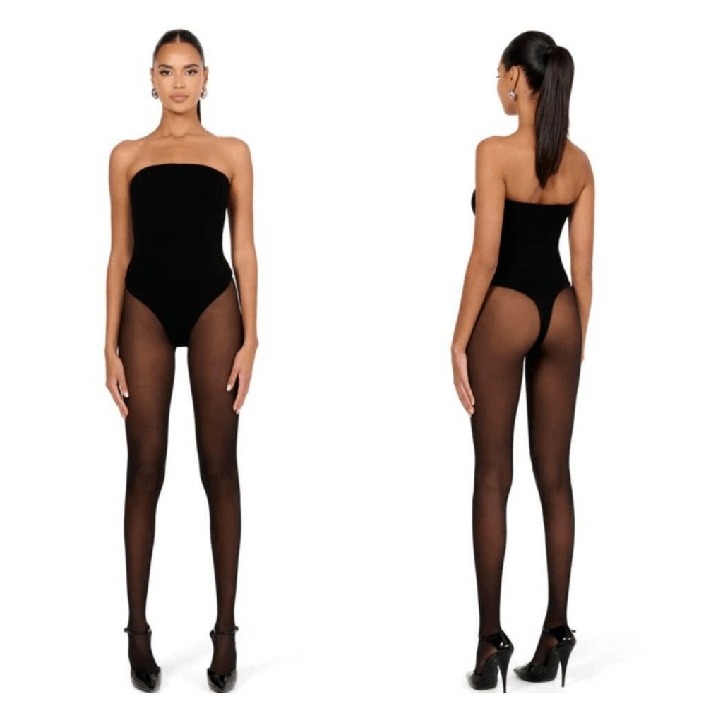Naked Wardrobe The Nw Tube Bodysuit Sz Medium Black